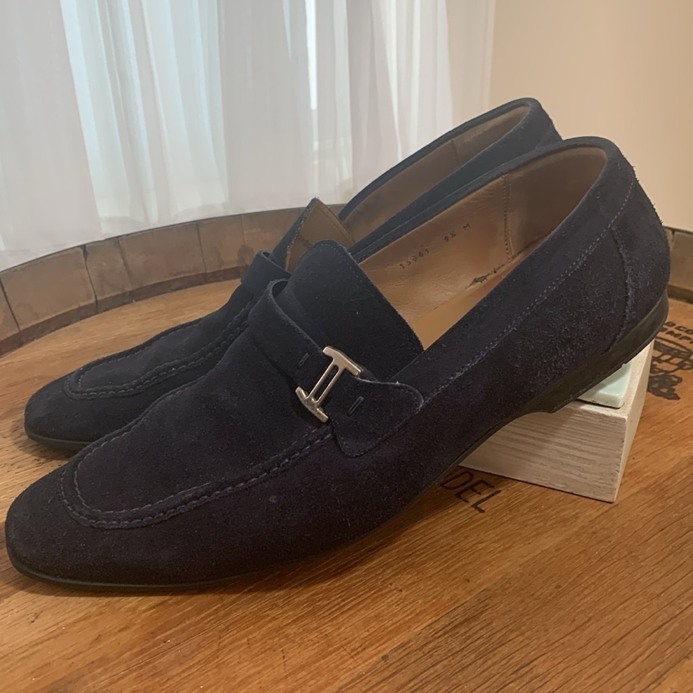 Magnanni | Blue Suede Slip On Loafers Shoes 9.5 M - Picture 5 of 16